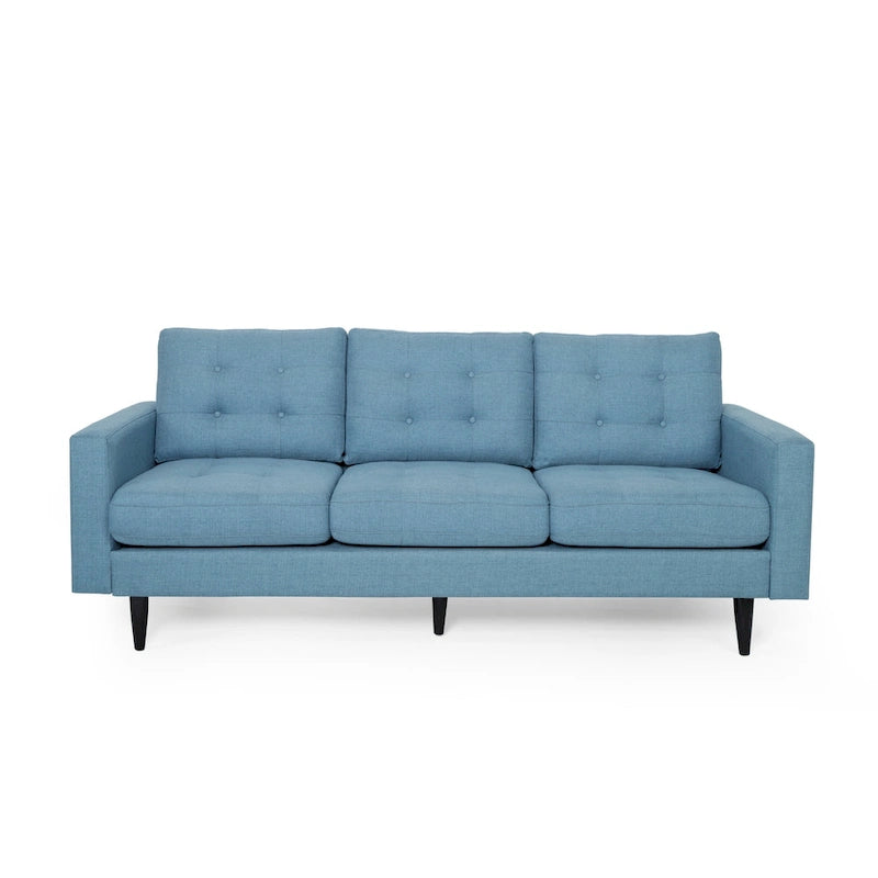3-Seat Tufted Fabric Sofa with Track Arms & Plush Cushions