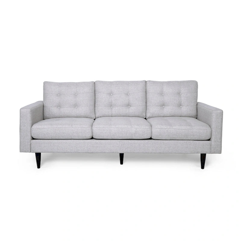 3-Seat Tufted Fabric Sofa with Track Arms & Plush Cushions