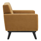 Tufted Performance Velvet Armchair with Solid Wood Legs