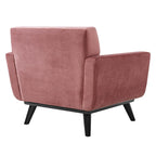 Tufted Performance Velvet Armchair with Solid Wood Legs