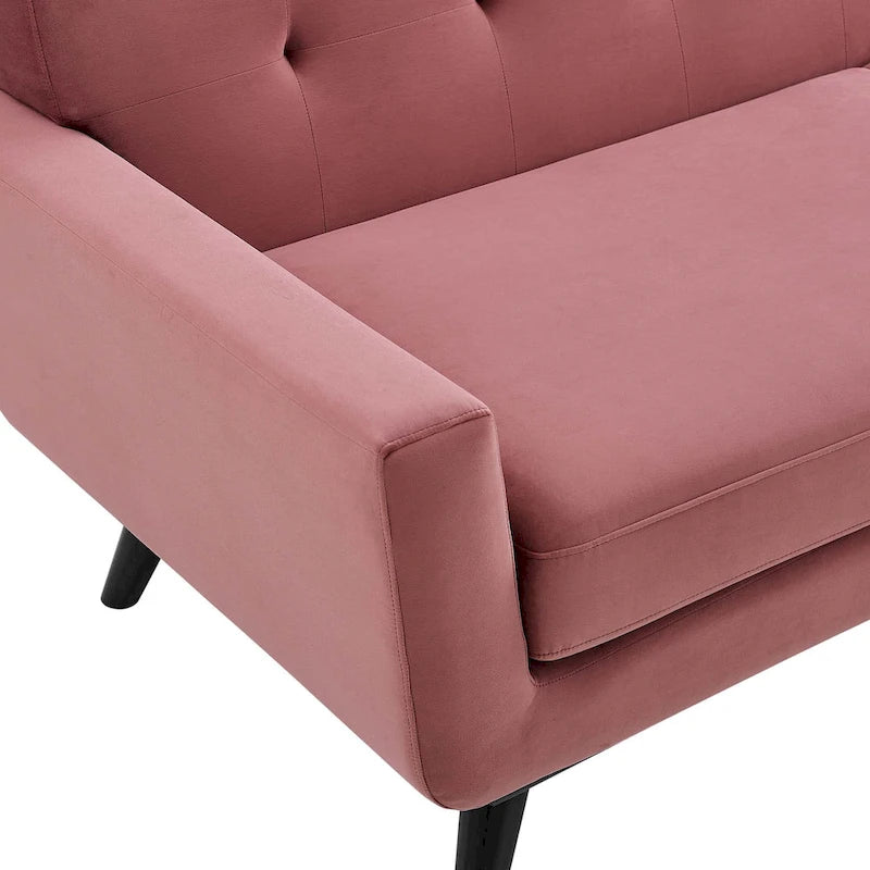 Tufted Performance Velvet Armchair with Solid Wood Legs