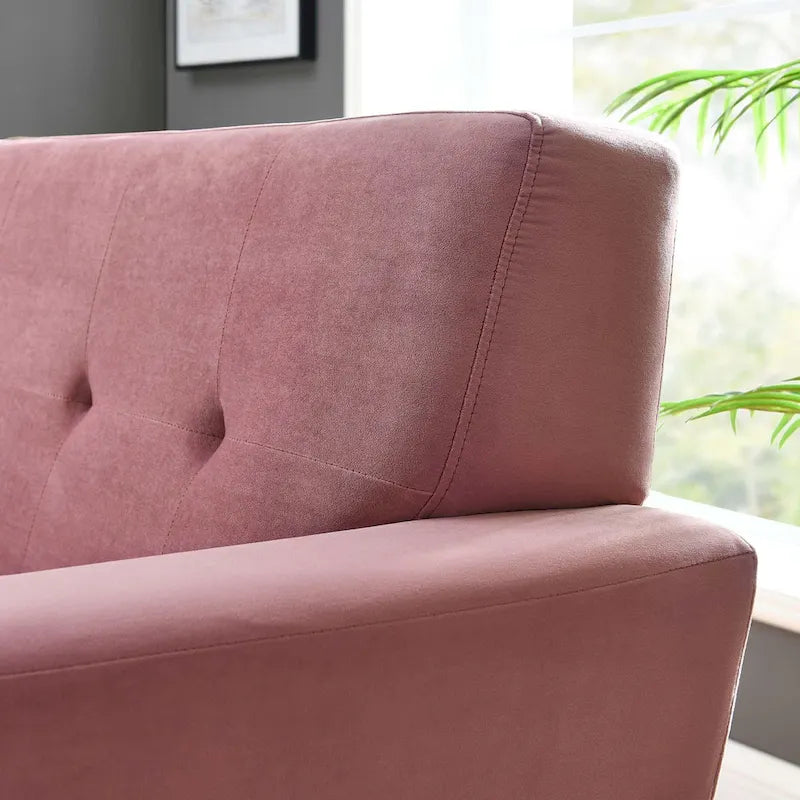 Tufted Performance Velvet Armchair with Solid Wood Legs