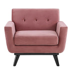 Tufted Performance Velvet Armchair with Solid Wood Legs