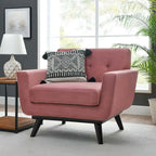 Tufted Performance Velvet Armchair with Solid Wood Legs