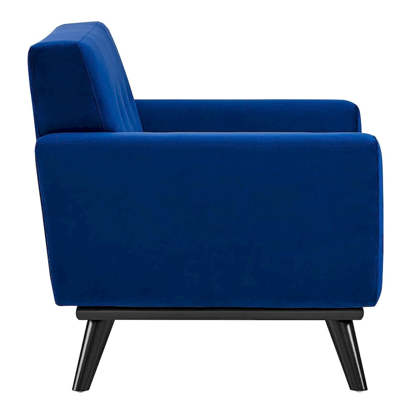 Tufted Performance Velvet Armchair with Solid Wood Legs