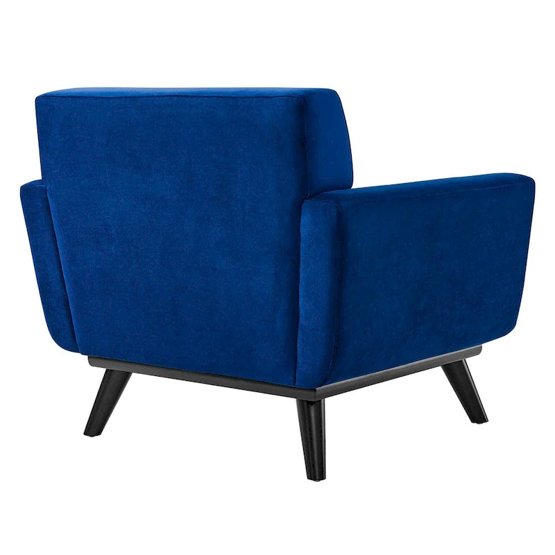 Tufted Performance Velvet Armchair with Solid Wood Legs