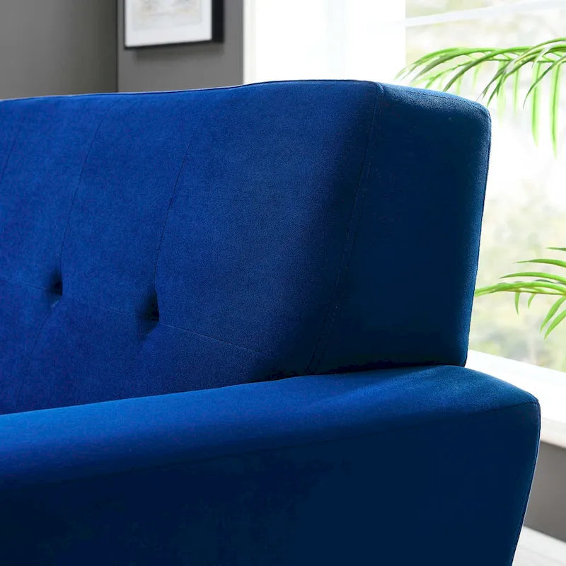 Tufted Performance Velvet Armchair with Solid Wood Legs