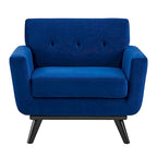 Tufted Performance Velvet Armchair with Solid Wood Legs