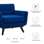 Tufted Performance Velvet Armchair with Solid Wood Legs