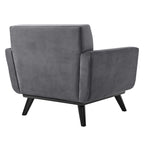 Tufted Performance Velvet Armchair with Solid Wood Legs