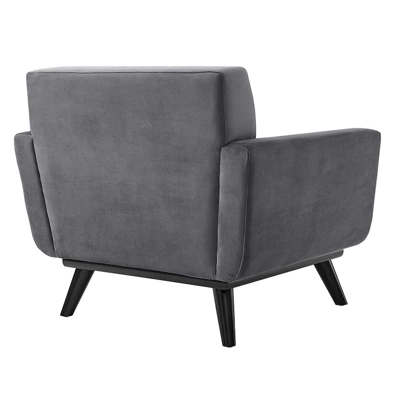 Tufted Performance Velvet Armchair with Solid Wood Legs