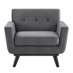 Tufted Performance Velvet Armchair with Solid Wood Legs