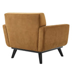 Tufted Performance Velvet Armchair with Solid Wood Legs