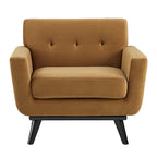 Tufted Performance Velvet Armchair with Solid Wood Legs