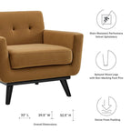Tufted Performance Velvet Armchair with Solid Wood Legs