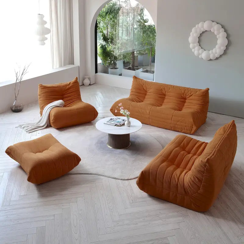 Teddy Fabric Lazy Sofa Sets for Bedroom Living Room,Comfortable Bean Bag Chair Floor Couch