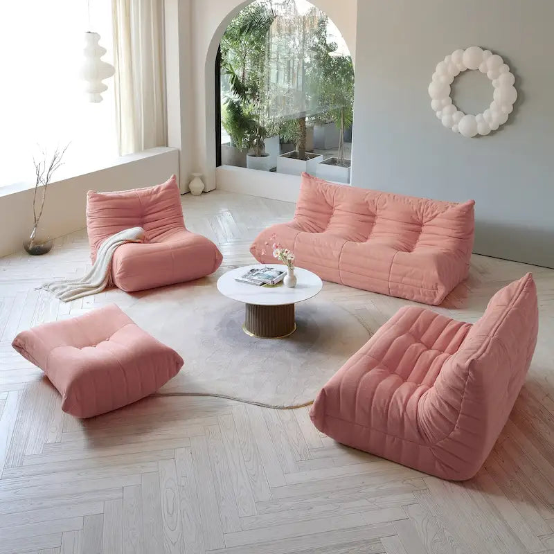 Teddy Fabric Lazy Sofa Sets for Bedroom Living Room,Comfortable Bean Bag Chair Floor Couch