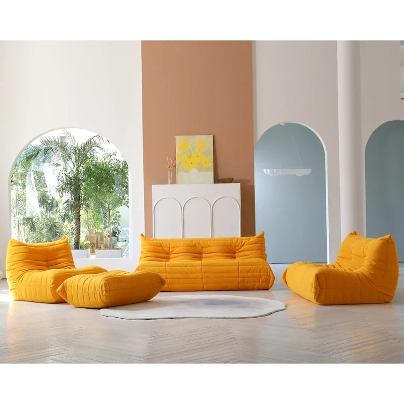 Teddy Fabric Lazy Sofa Sets for Bedroom Living Room,Comfortable Bean Bag Chair Floor Couch