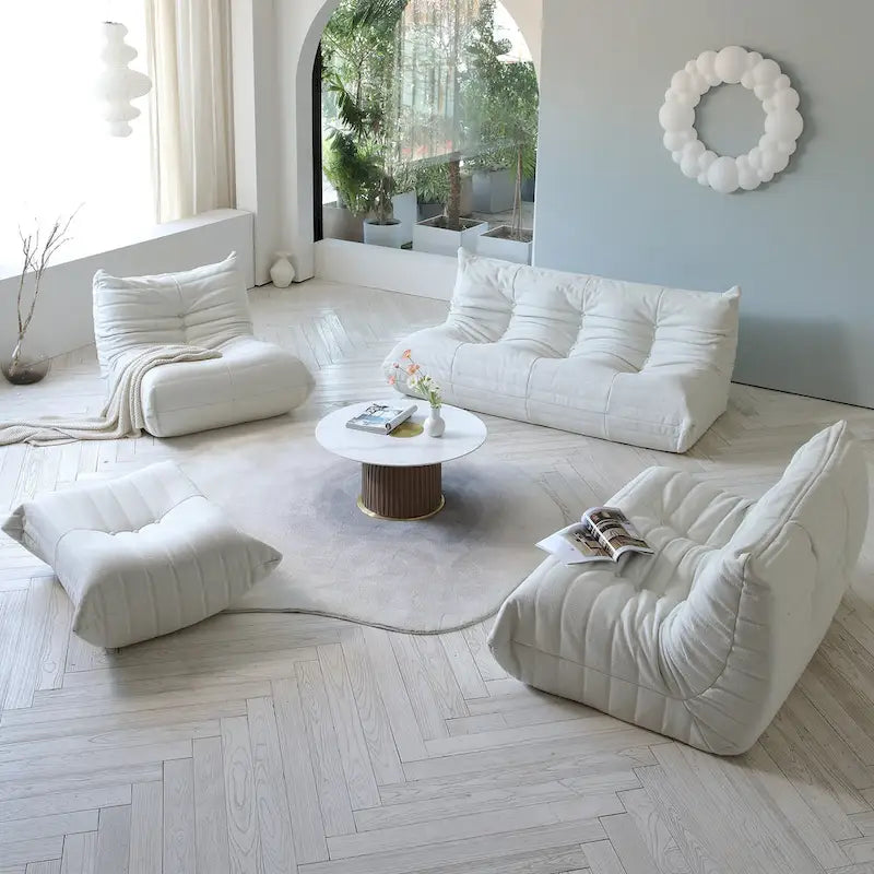 Teddy Fabric Lazy Sofa Sets for Bedroom Living Room,Comfortable Bean Bag Chair Floor Couch