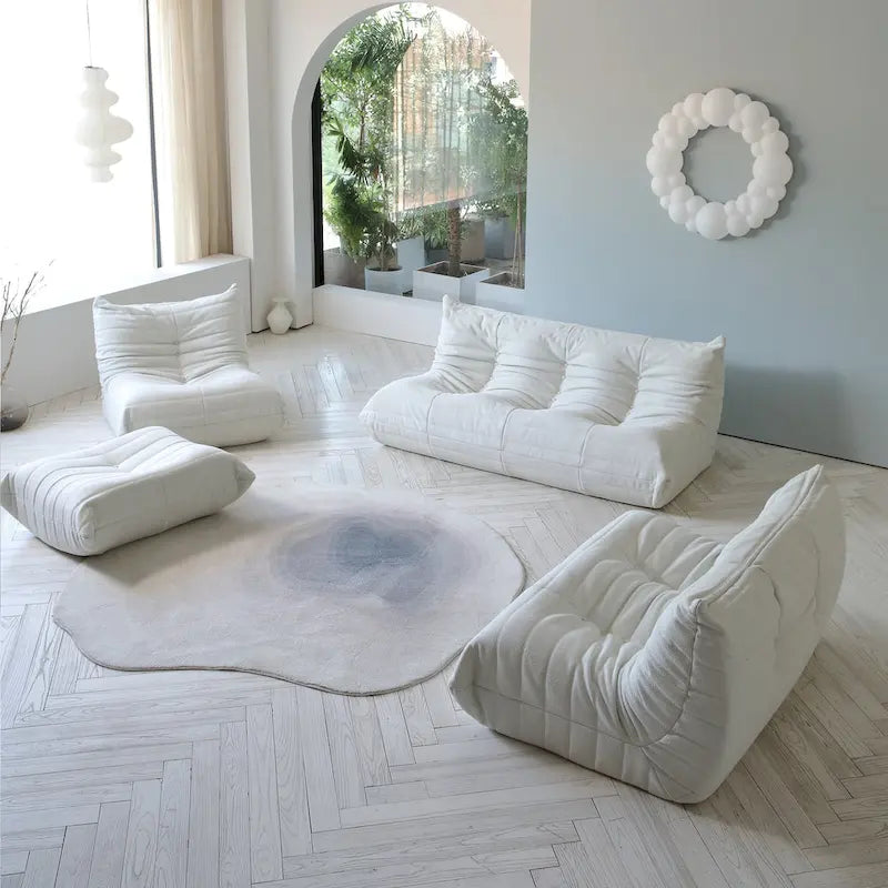 Teddy Fabric Lazy Sofa Sets for Bedroom Living Room,Comfortable Bean Bag Chair Floor Couch