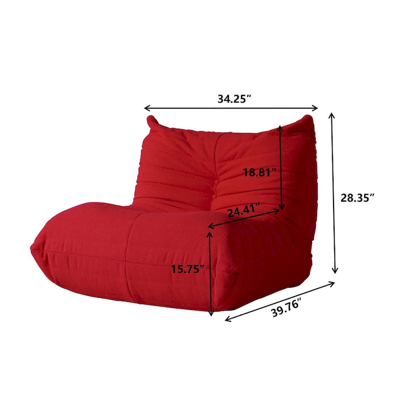 Teddy Fabric Lazy Sofa Sets for Bedroom Living Room,Comfortable Bean Bag Chair Floor Couch