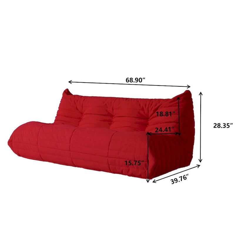 Teddy Fabric Lazy Sofa Sets for Bedroom Living Room,Comfortable Bean Bag Chair Floor Couch