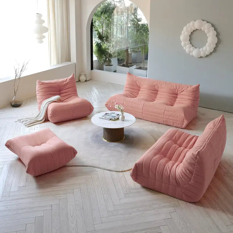Teddy Fabric Lazy Sofa Sets for Bedroom Living Room,Comfortable Bean Bag Chair Floor Couch
