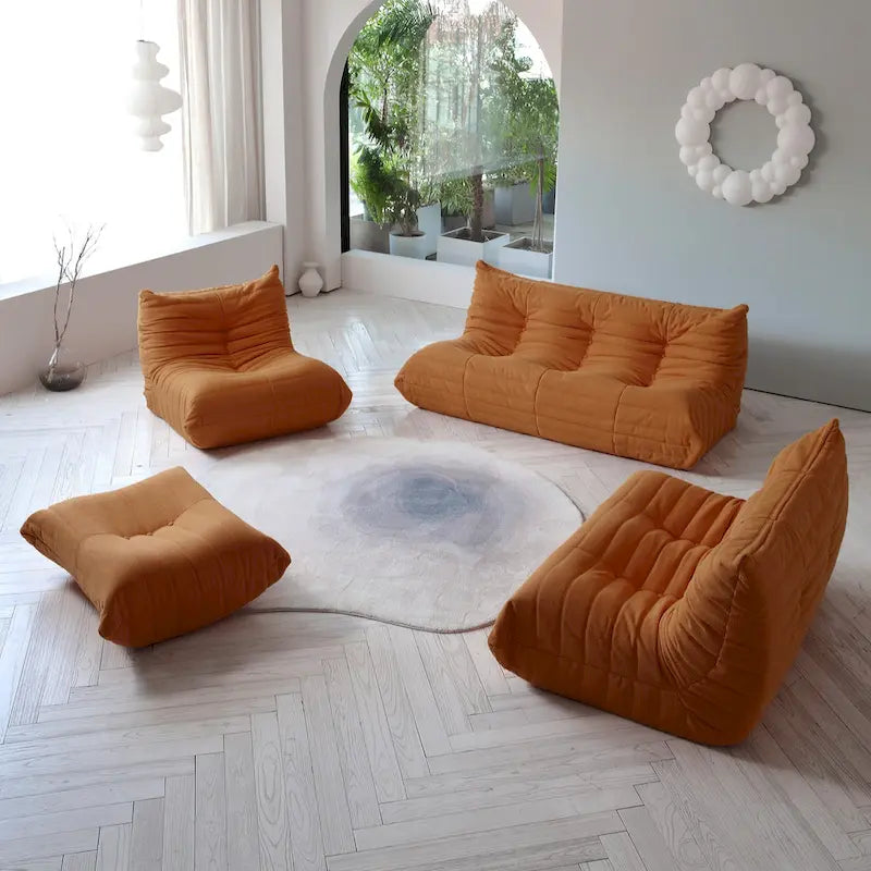 Teddy Fabric Lazy Sofa Sets for Bedroom Living Room,Comfortable Bean Bag Chair Floor Couch
