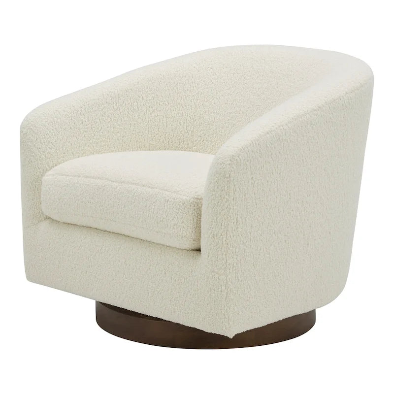 Modern Upholstered Swivel Barrel Chair for Living Room