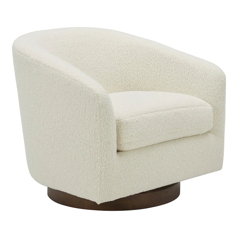 Modern Upholstered Swivel Barrel Chair for Living Room