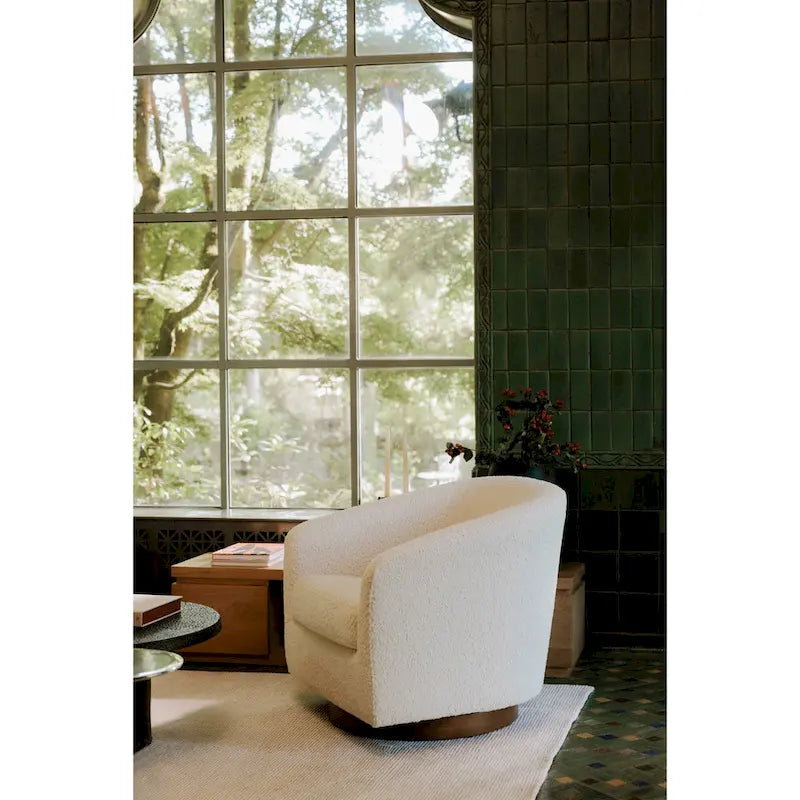 Modern Upholstered Swivel Barrel Chair for Living Room