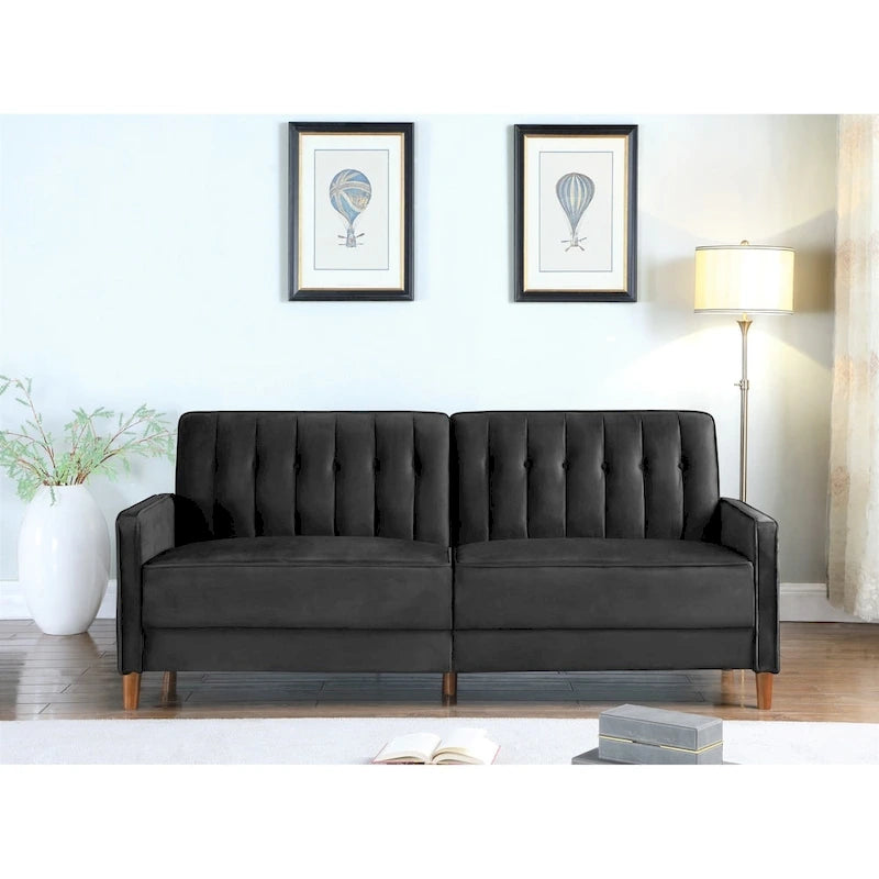 Mid-Century Modern Convertible Sleeper Sofa Bed in Linen