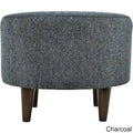 Round Upholstered Ottoman – Olive Fabric Accent Footrest