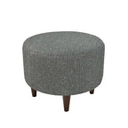 Round Upholstered Ottoman – Olive Fabric Accent Footrest