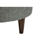 Round Upholstered Ottoman – Olive Fabric Accent Footrest