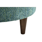 Round Upholstered Ottoman – Olive Fabric Accent Footrest