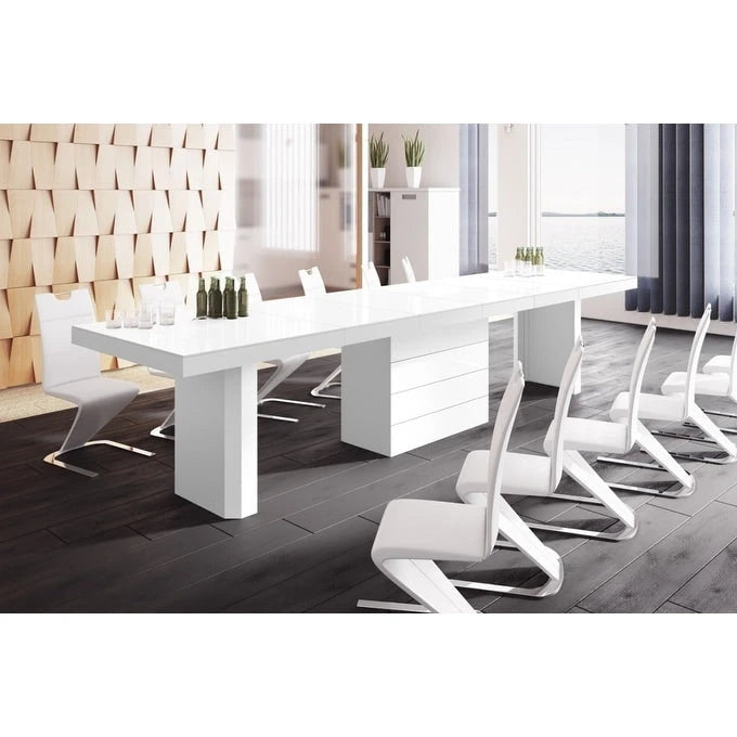 Extendable High-Gloss Modern Dining Table | Seats up to 12