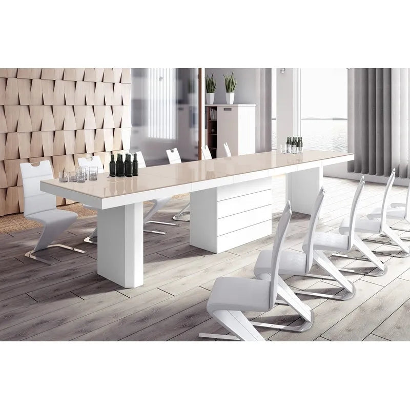 Extendable High-Gloss Modern Dining Table | Seats up to 12