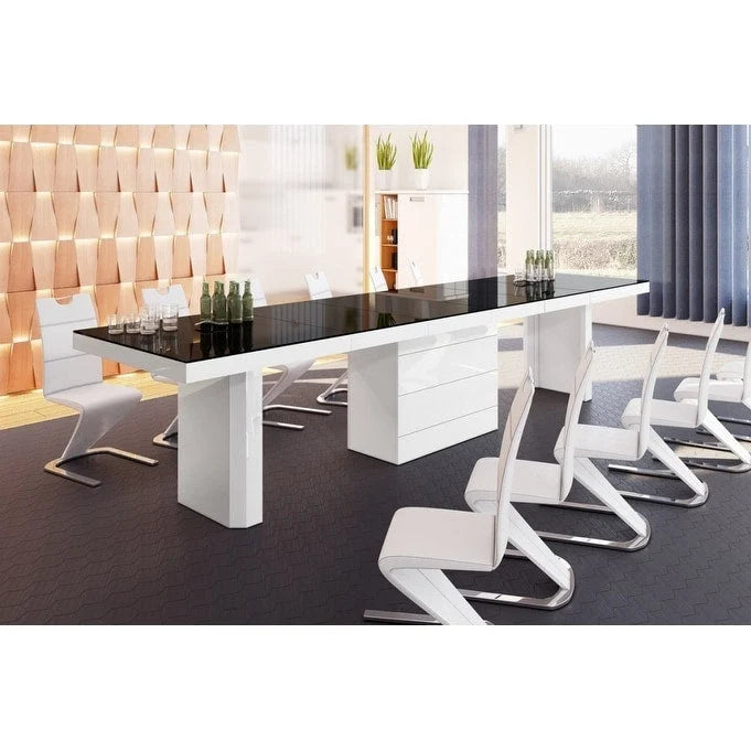 Extendable High-Gloss Modern Dining Table | Seats up to 12