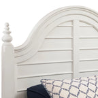 Dove White Farmhouse Panel Bed with Arched Headboard & Turned Finials