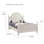 Dove White Farmhouse Panel Bed with Arched Headboard & Turned Finials