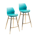 PU Leather Bar Stools with Gold Chrome Legs, Set of 2
