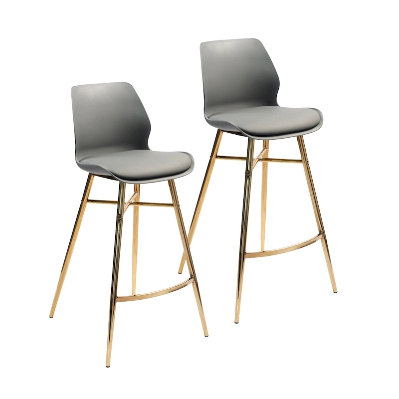 PU Leather Bar Stools with Gold Chrome Legs, Set of 2