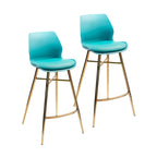 PU Leather Bar Stools with Gold Chrome Legs, Set of 2