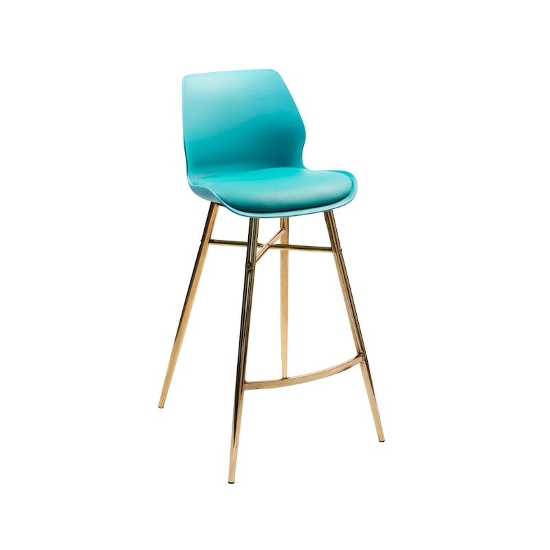 PU Leather Bar Stools with Gold Chrome Legs, Set of 2