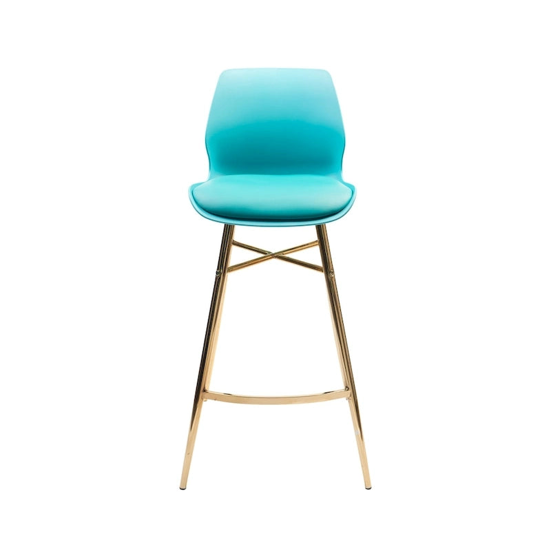 PU Leather Bar Stools with Gold Chrome Legs, Set of 2