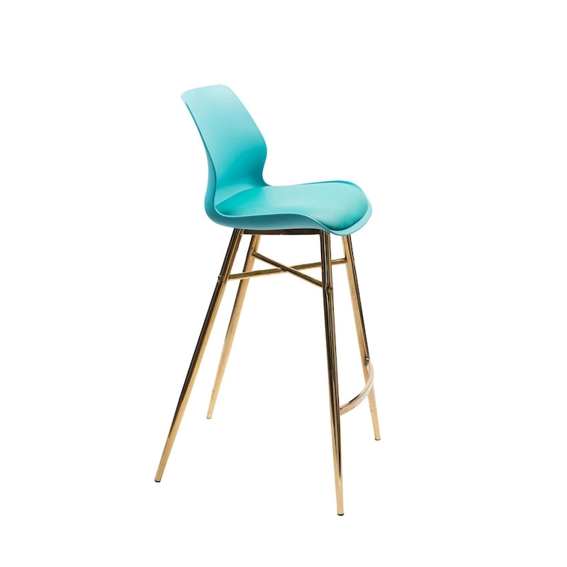 PU Leather Bar Stools with Gold Chrome Legs, Set of 2