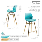 PU Leather Bar Stools with Gold Chrome Legs, Set of 2