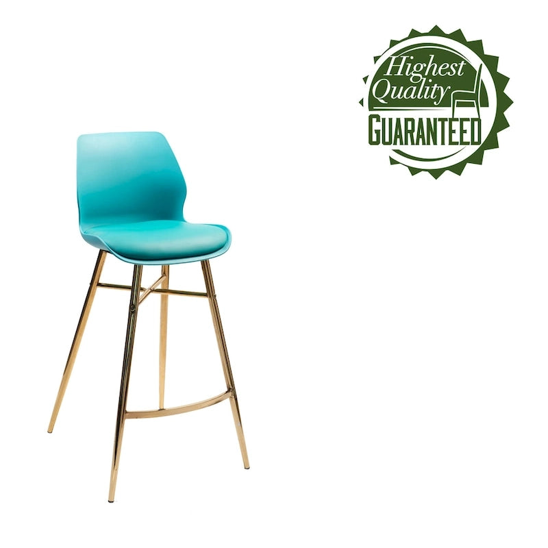 PU Leather Bar Stools with Gold Chrome Legs, Set of 2