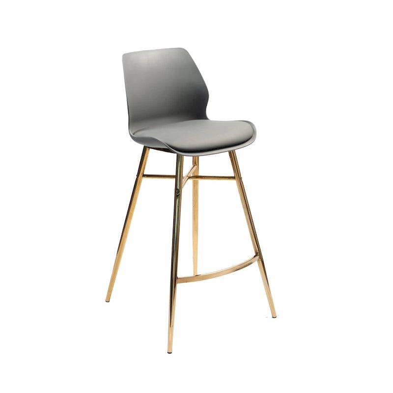 PU Leather Bar Stools with Gold Chrome Legs, Set of 2